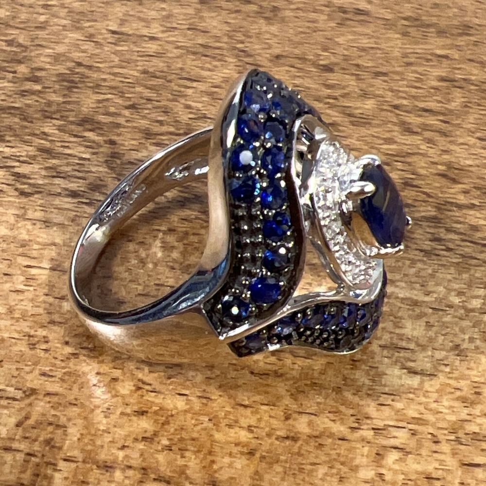 Clyde Duneier CID 14k gold Royal Blue Sapphire & Diamond ring 5.7g Sz 6 - Picture 16 of 16